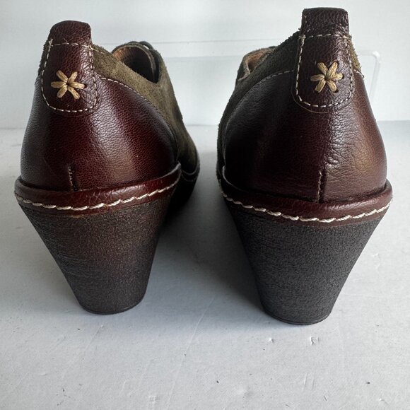 Sofft Premier Womens 7W Booties Suede Camila Havana Green Brown Wedge Lace up Bo - Picture 8 of 14